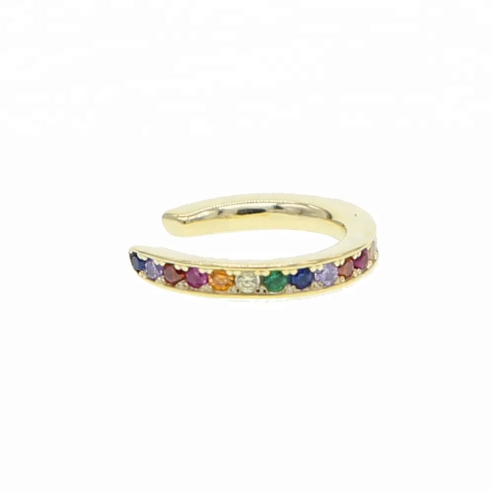 Zirconia rainbow ear cuffs