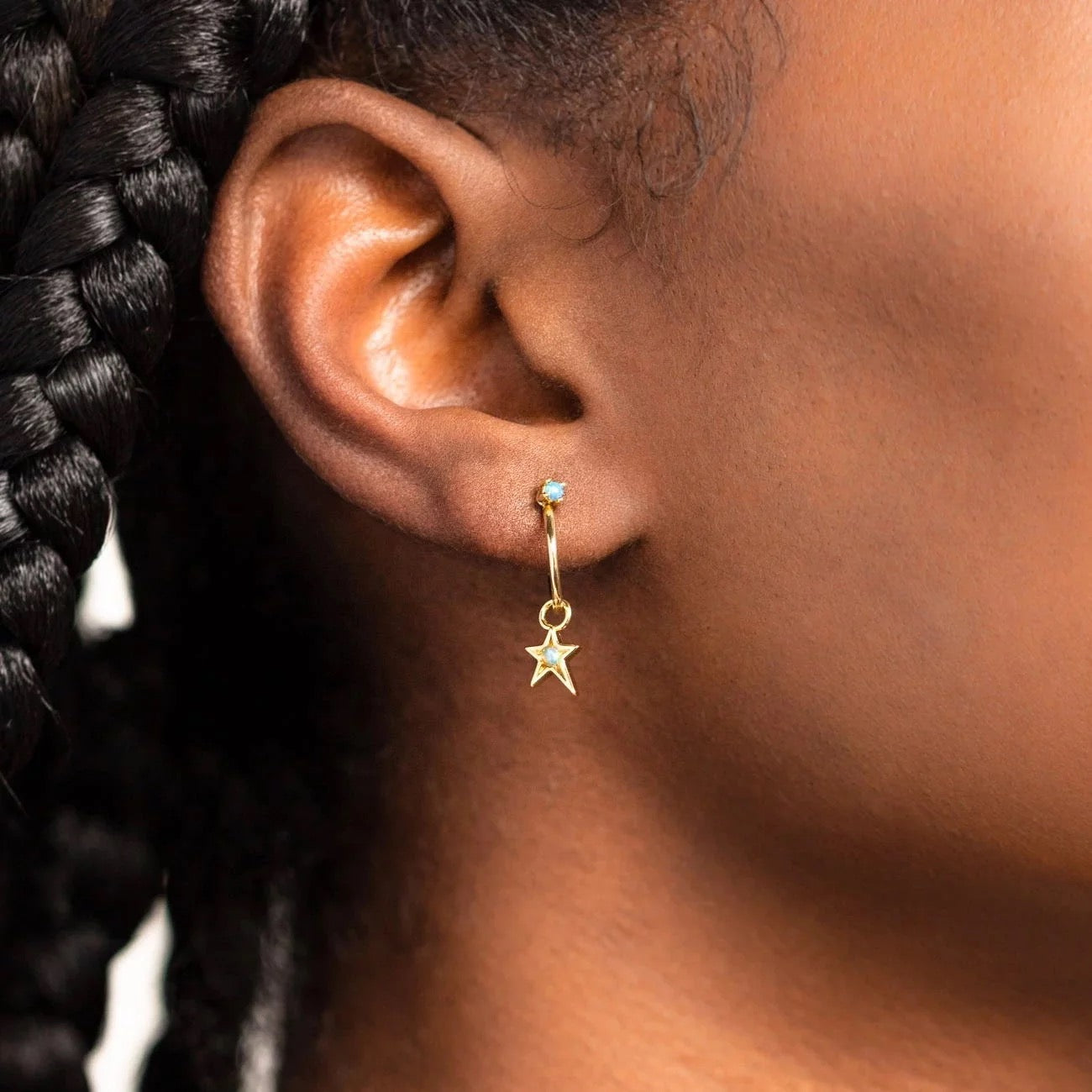 Opal dangle star earrings