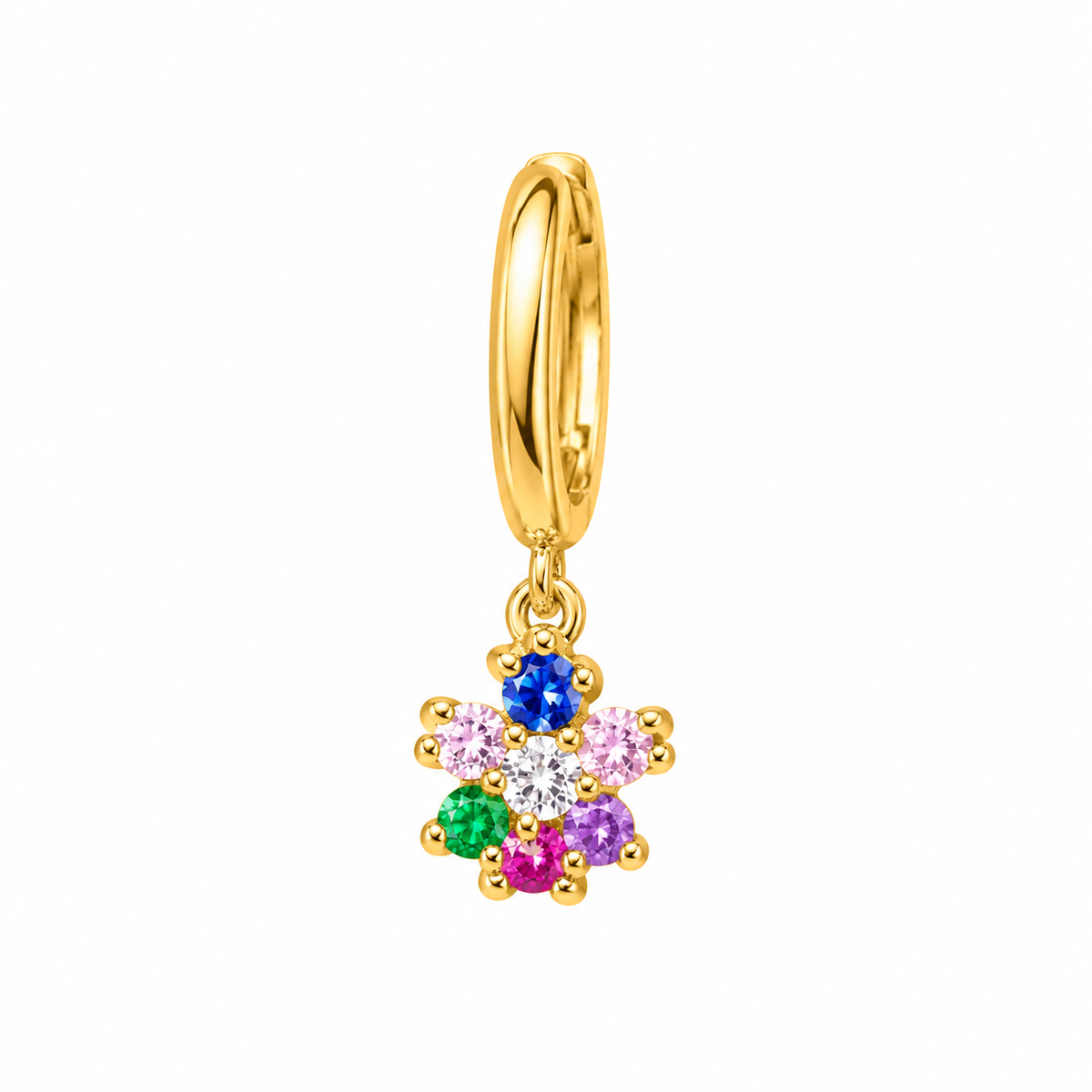 Zirkonia flower regenboog oorbel