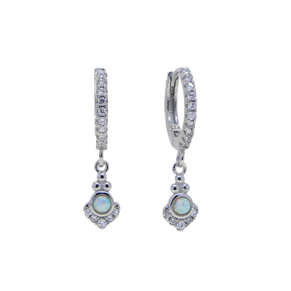Opal zirkonia hoop oorbellen