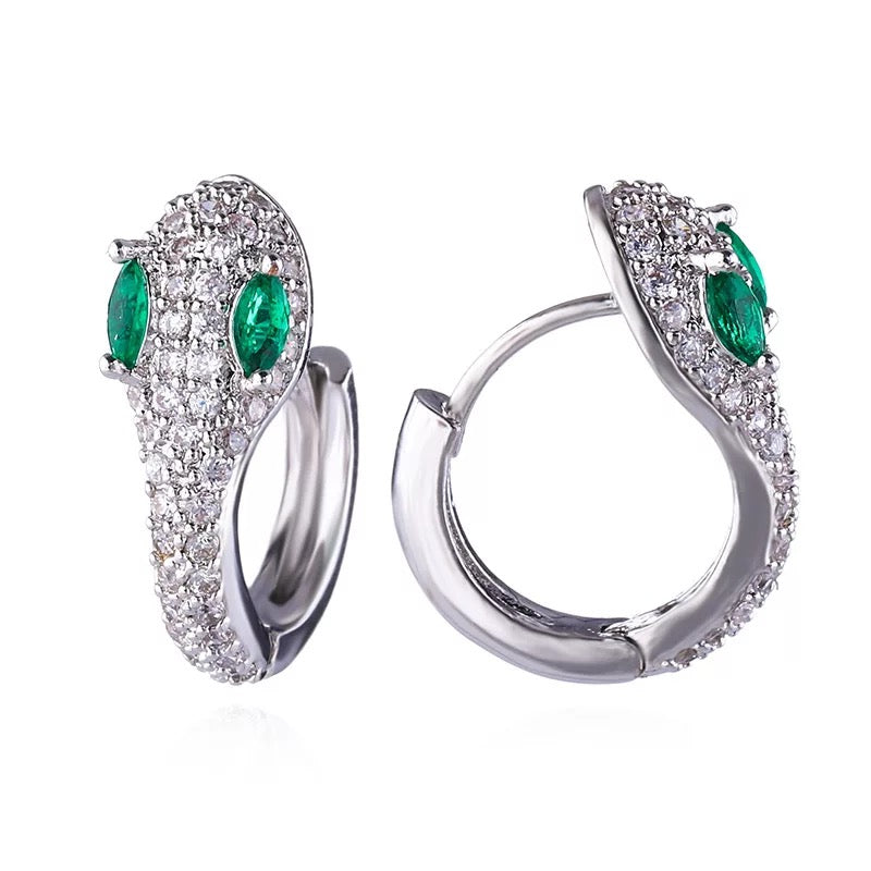 Snake cubic zirconia hoop earrings
